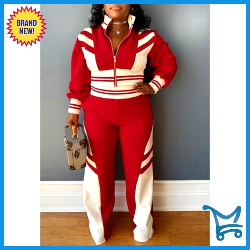 Long Sleeve Crop Top High Waist Pants Jogger Set Casual Chic Sporty Lounge Wear - Picture 5 of 7